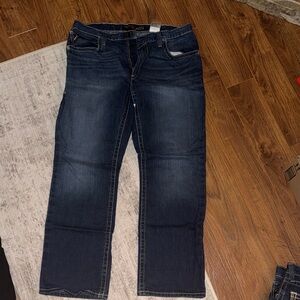 Dark Wash Straight Leg Jeans - Blue